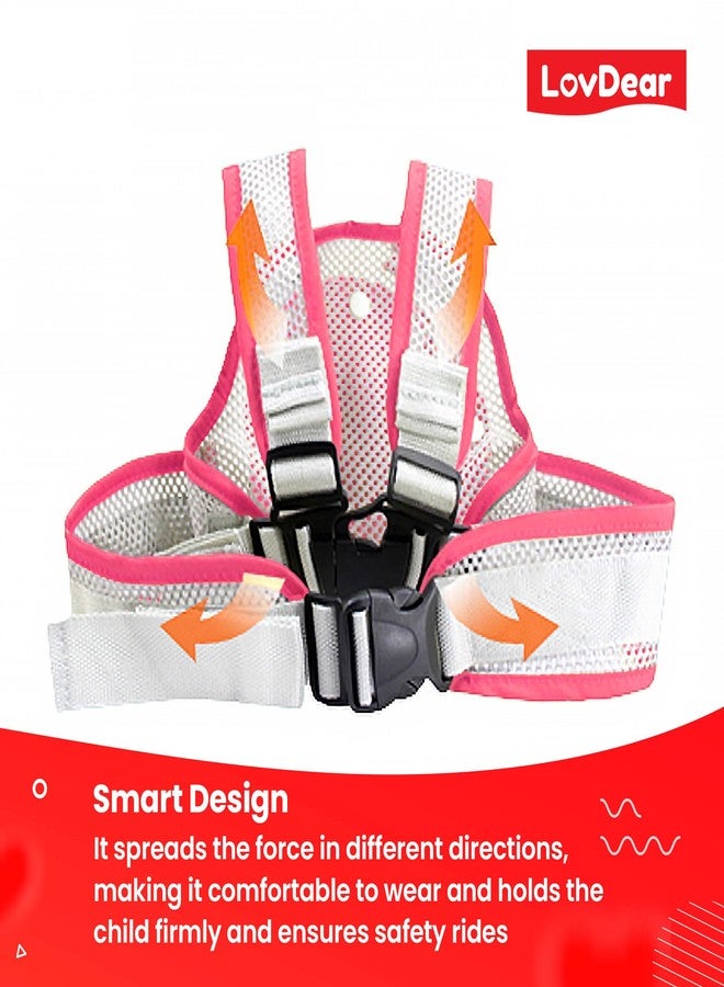 LovDear kids safety belt for two wheeler with storage bag - Adjustable safety belt for kids for bike scooty - Two wheeler safety belt for kids -bike belt for kids safety (2-9 years) Pink - Image 4