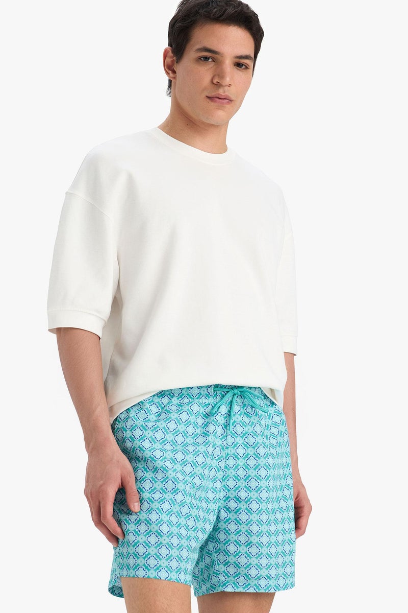 DeFacto Blue Man Patterned Mesh Lined Swim Shorts Casual - Image 3