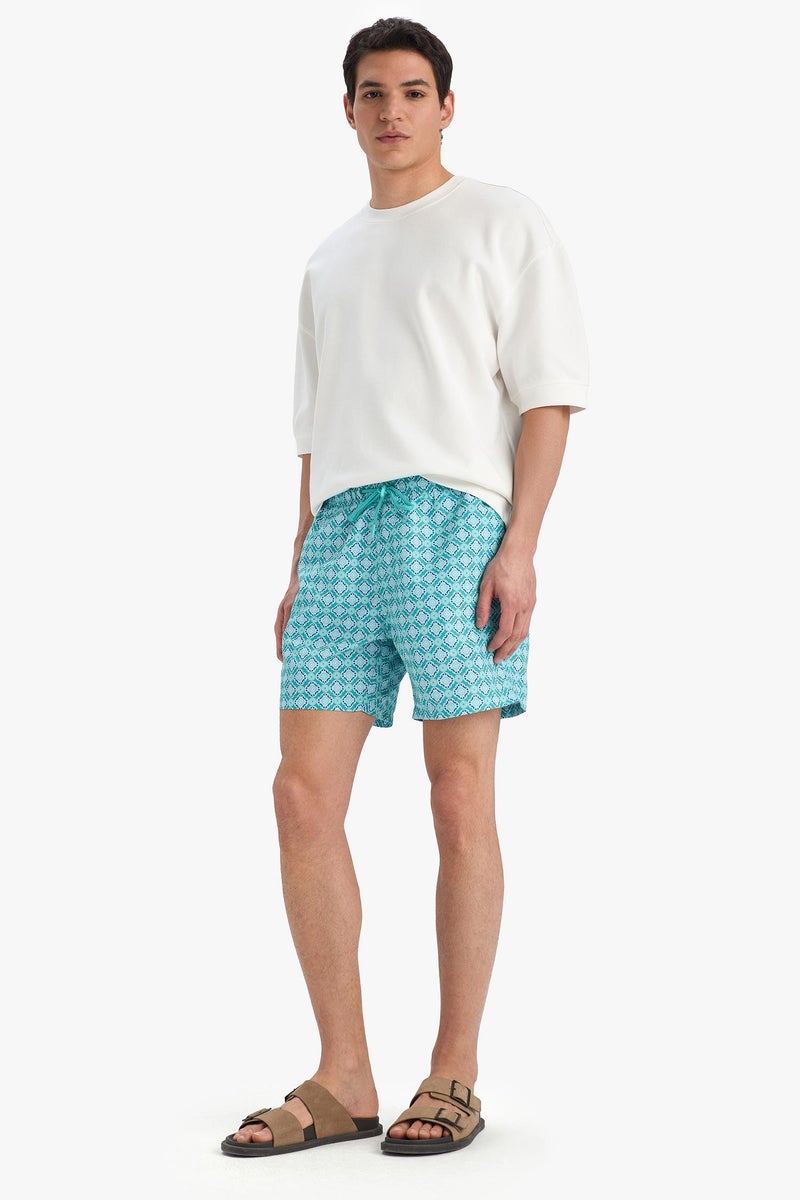 DeFacto Blue Man Patterned Mesh Lined Swim Shorts Casual - Image 2