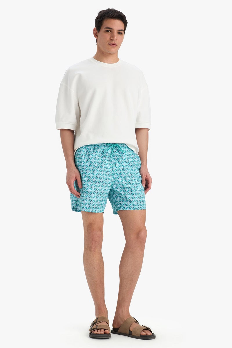 DeFacto Blue Man Patterned Mesh Lined Swim Shorts Casual - Image 1