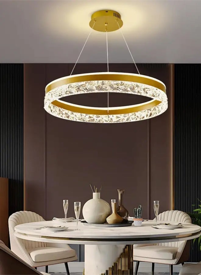 Modern LED Chandelier with Remote Dimming | Adjustable Acrylic Ring Design | Pendant Light for Kitchen, Dining & Living Room | Ideal for Arabic Interiors - Image 1