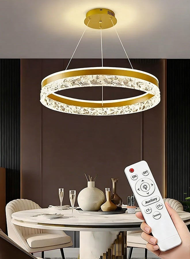 Modern LED Chandelier with Remote Dimming | Adjustable Acrylic Ring Design | Pendant Light for Kitchen, Dining & Living Room | Ideal for Arabic Interiors - Image 2