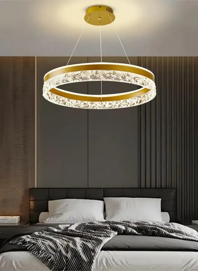Modern LED Chandelier with Remote Dimming | Adjustable Acrylic Ring Design | Pendant Light for Kitchen, Dining & Living Room | Ideal for Arabic Interiors - Image 3