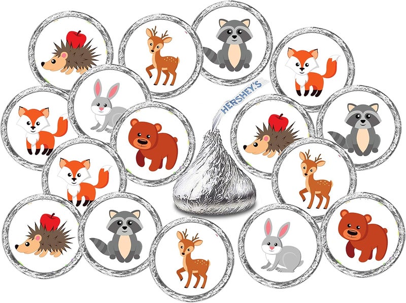 RokAPary 324 Forest Animals Kisses Labels Woodland Creatures Kisses Stickers for Baby Shower or Birthday Party Decorations Unisex Kisses Stickers Kisses Labels Envelope Sealer Made in USA - Image 1