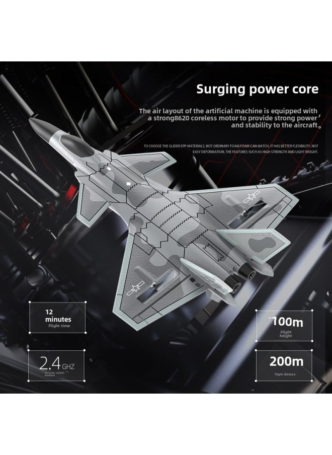 Hot Sale Four Channel J20 Fighter J20 Glider Foam Remote Control Aircraft With Aerial Photography China Fighter Wholesale-Color:BM20 Camouflage Gray (with Light)-Specifications:Single Power Package (no Backup Battery)