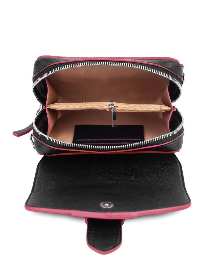 Ceres Cross Body Fit Sling Bag Women Use Travel office Business Faux Leather (Black) - Image 4