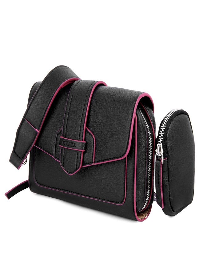 Ceres Cross Body Fit Sling Bag Women Use Travel office Business Faux Leather (Black) - Image 5
