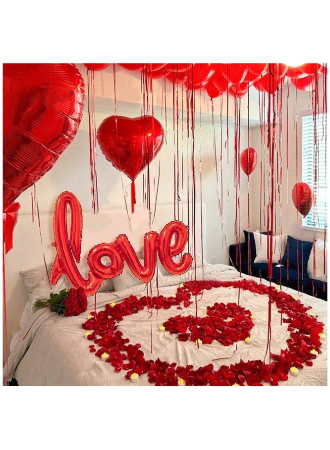18 Inch Red Heart Balloons Set Love Red Rose Petal Balloon for Engagement Party Wedding Anniversary Party Decoration  - Image 1