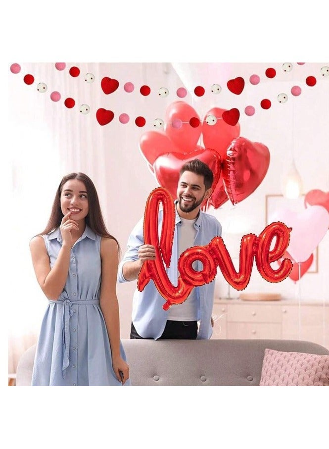 18 Inch Red Heart Balloons Set Love Red Rose Petal Balloon for Engagement Party Wedding Anniversary Party Decoration  - Image 4