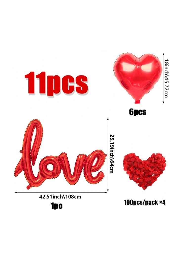 18 Inch Red Heart Balloons Set Love Red Rose Petal Balloon for Engagement Party Wedding Anniversary Party Decoration  - Image 2