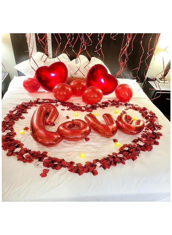 18 Inch Red Heart Balloons Set Love Red Rose Petal Balloon for Engagement Party Wedding Anniversary Party Decoration  - Image 3