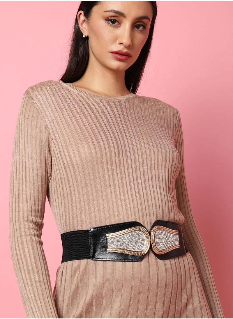 Haute Sauce Black Textured Waist Belt