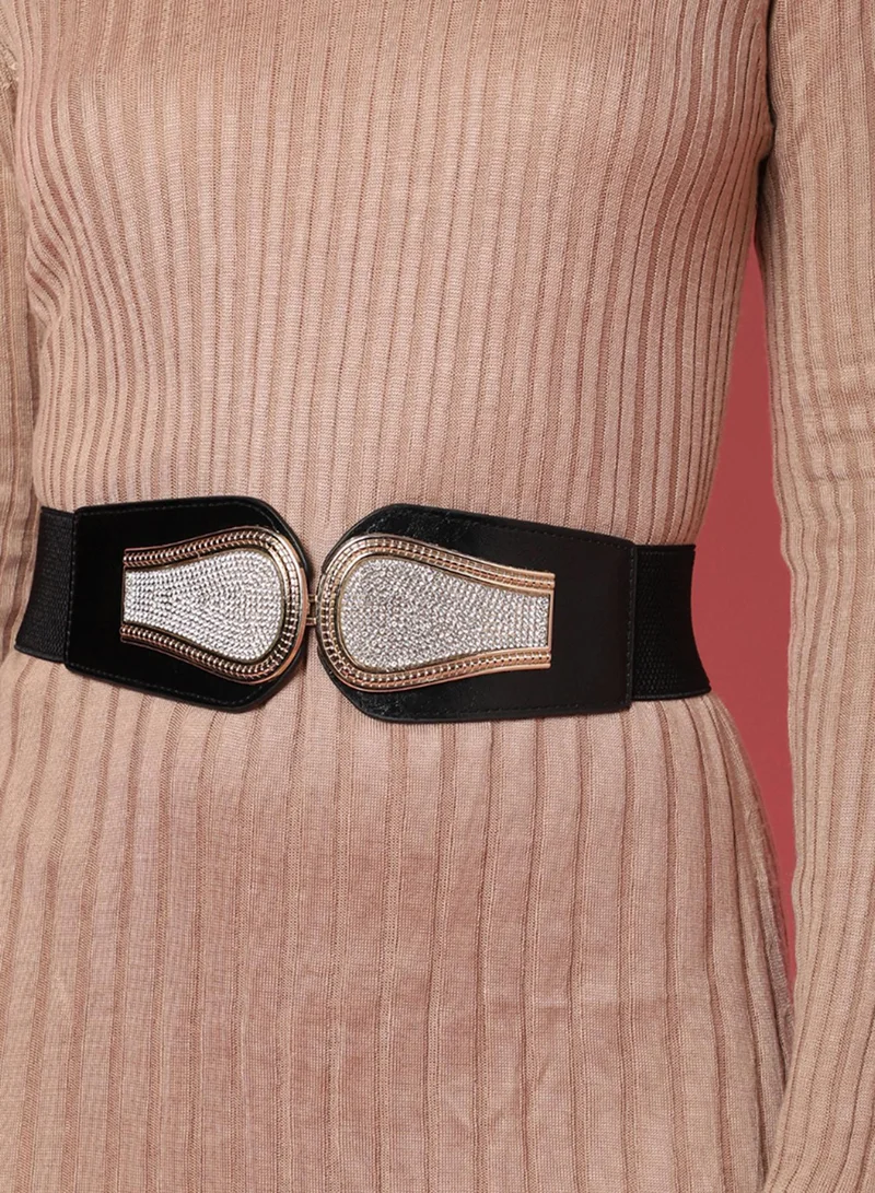 Haute Sauce Black Textured Waist Belt