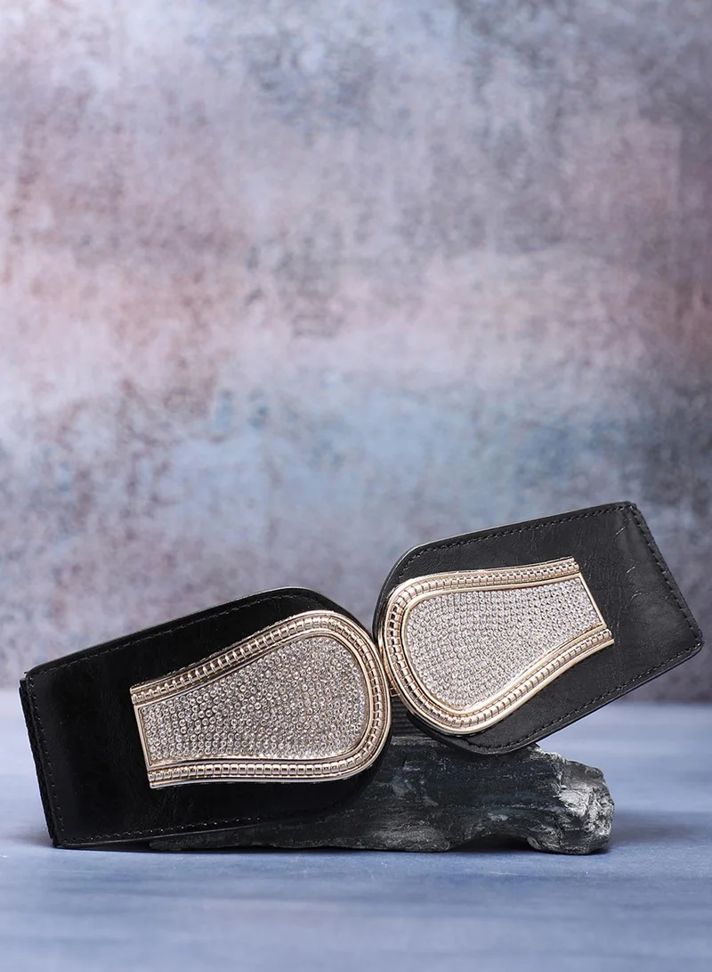 Haute Sauce Black Textured Waist Belt