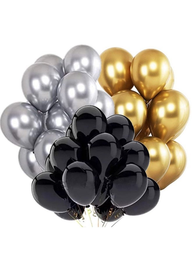 DUL DUL Black,Golden,Silver Color Metallic Balloon pack of 30 ~ Metallic balloon 10 pcs Black,10 pcs Gold & 10 pcs Silver color balloons for Birthday decoration Party~Theme Party~Baby Shower~Anniversary~Wedding Decoration~New year celebration combo set of (BLACK GOLD SILVER, 30) Make Your Occasion Shine
