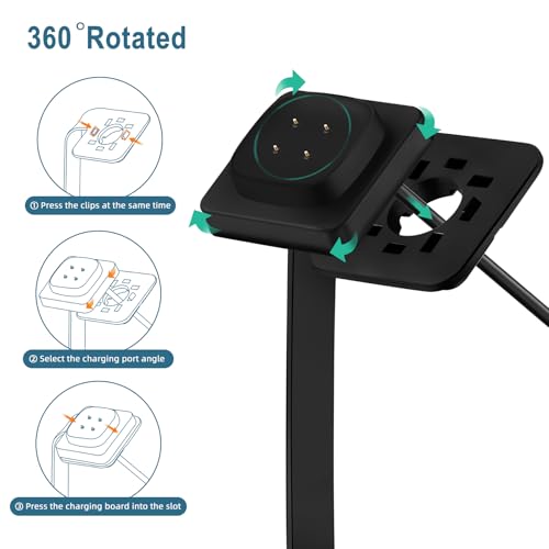Gltire Magnetic Charging Dock for Fitbit Sense/Sense 2/Versa 3/Versa 4, USB-A Cable, Charger Stand for Fitbit Smartwatches, Black - Image 3