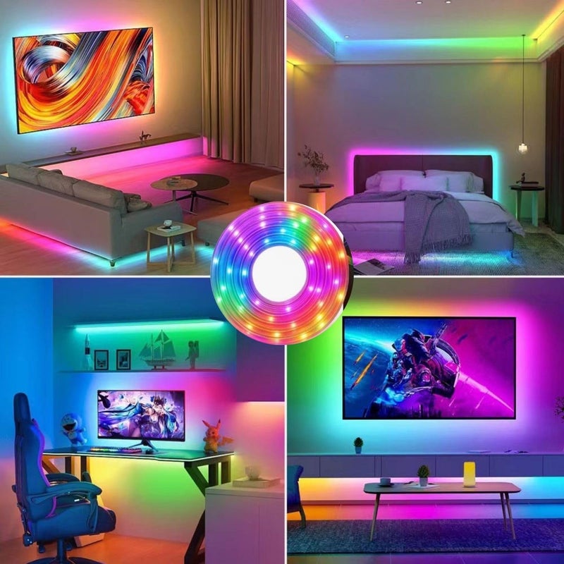 One94Store شريط ضوء LED بطول 8 متر - متعدد الألوان مقاوم للماء، شريط زينة مزخرف، 48 LED/م، أضواء تعمل بالتيار الكهربائي للبالكون، السقف، الحديقة، المنزل، الهواء الطلق، الحفلات، المهرجانات وزينة عيد الميلاد - Image 5