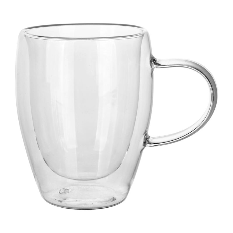 كويزين أرت طقم أكواب زجاجية مزدوجة الجدار من زجاج البوروسيليكات من كويزين آرت، سعة 350 مل، مع مقبض، قطعتان | أكواب شاي وقهوة شفافة مقاومة للحرارة | زجاج معزول وآمن للاستخدام في الميكروويف وغسالة الصحون - Image 5