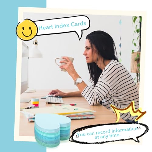 MSHUNKEJI 300 Pcs Blue Index Cards Heart Shape Note Cards Flat Blank Index Cards 3x3 Blank Business Cards Colorful Cardstock Greeting Cards Small Paper Cards For School Learning Office Game Stationery, Purple - Image 5