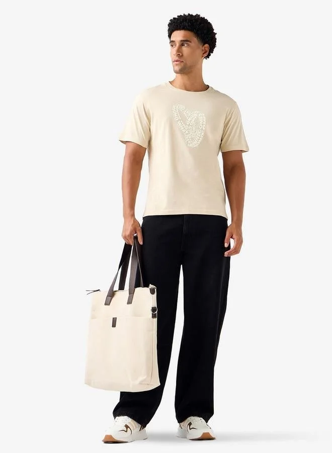 Splash FAV Men Regular Fit Crew Neck Short Sleeves Slogan Print T-Shirt