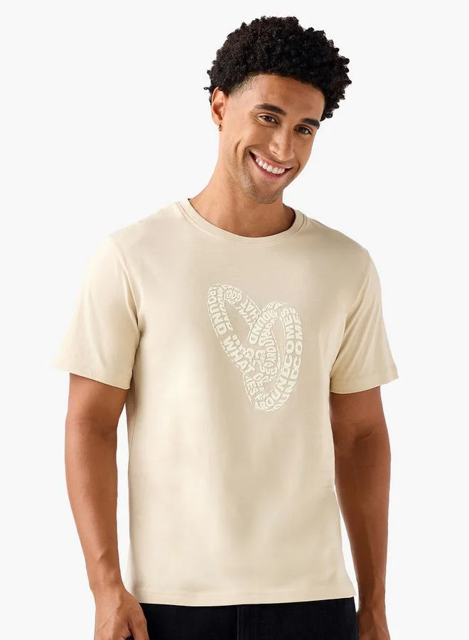 Splash FAV Men Regular Fit Crew Neck Short Sleeves Slogan Print T-Shirt