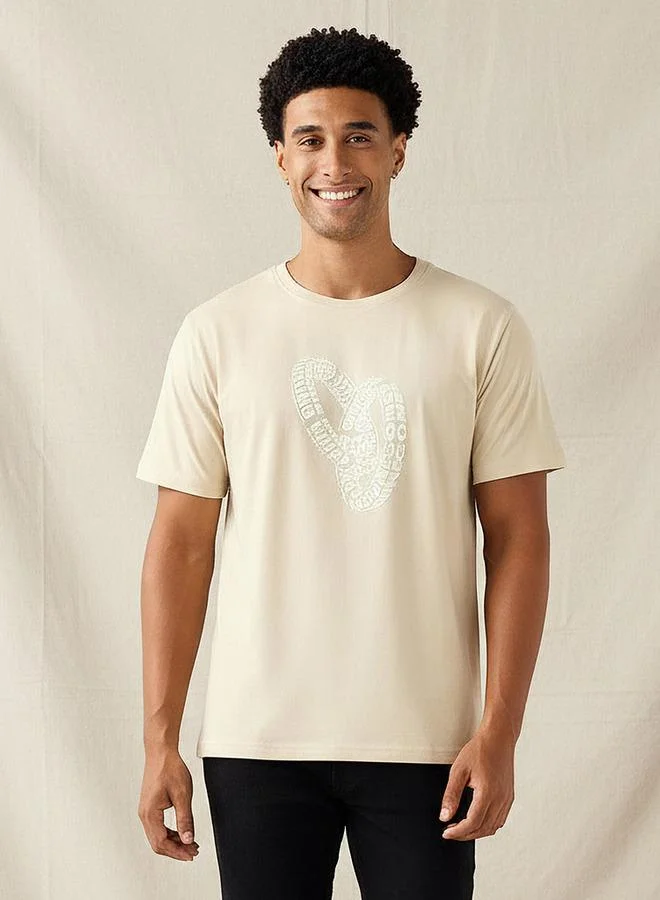 Splash FAV Men Regular Fit Crew Neck Short Sleeves Slogan Print T-Shirt