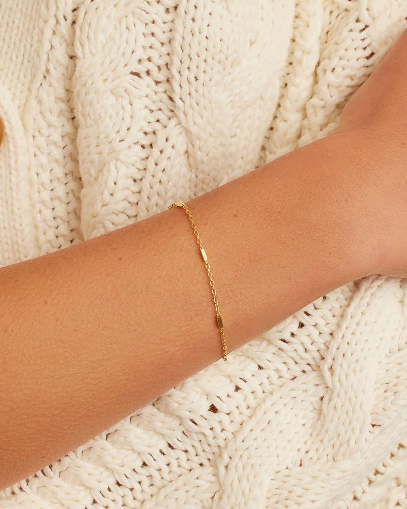 gorjana - Tatum Bracelet - 18K Gold Plated - Dainty Chain with Delicate Bar Accents - Minimalist Layering Jewelry - Secure Hinge Closure - Image 3