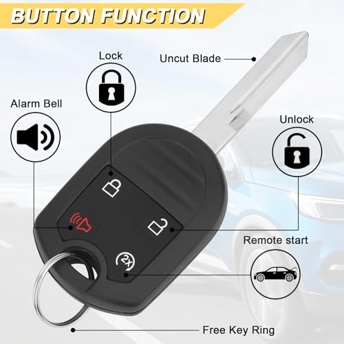 Vurkcy Key Fob Replacement for 2011-2014 Ford F150/ 11-16 F250 F350/ 09-17 Expedition/ 13-15 Explorer/ 07-15 Lincoln MKX/ 14-17 Navigator Car Keyless Remote Start, CWTWB1U793 OUC6000022, 4 Btn, 2Pcs - Image 3