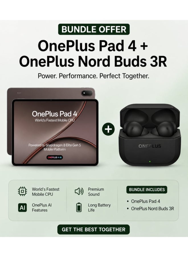 Pad 4 Dune Glow 12GB RAM 256GB WiFi 13.2-inch Tablet With Nord Buds 3R - International Version