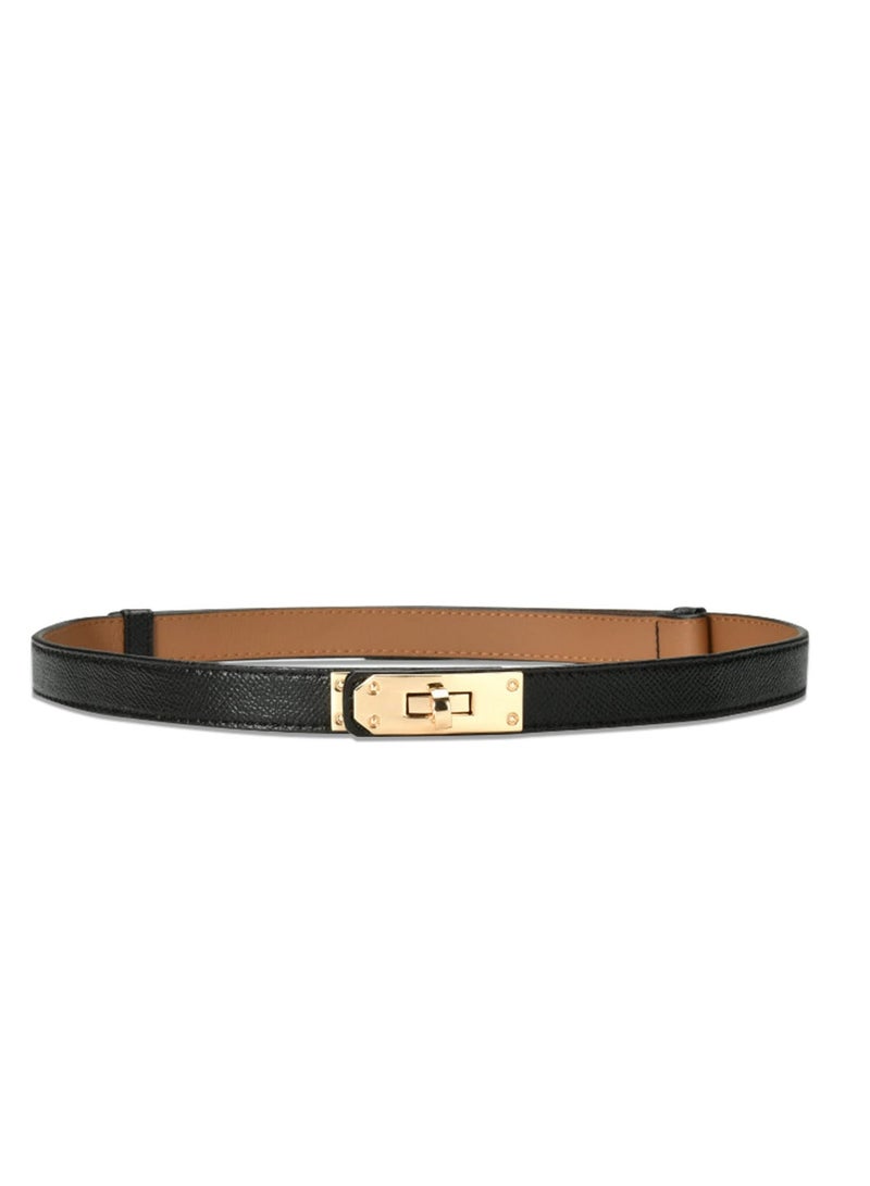 KASTWAVE 1 Pack Leather Skinny Women Belt, Thin Waist Belt, Women Skinny Leather Belt with Gold Buckle - Image 1