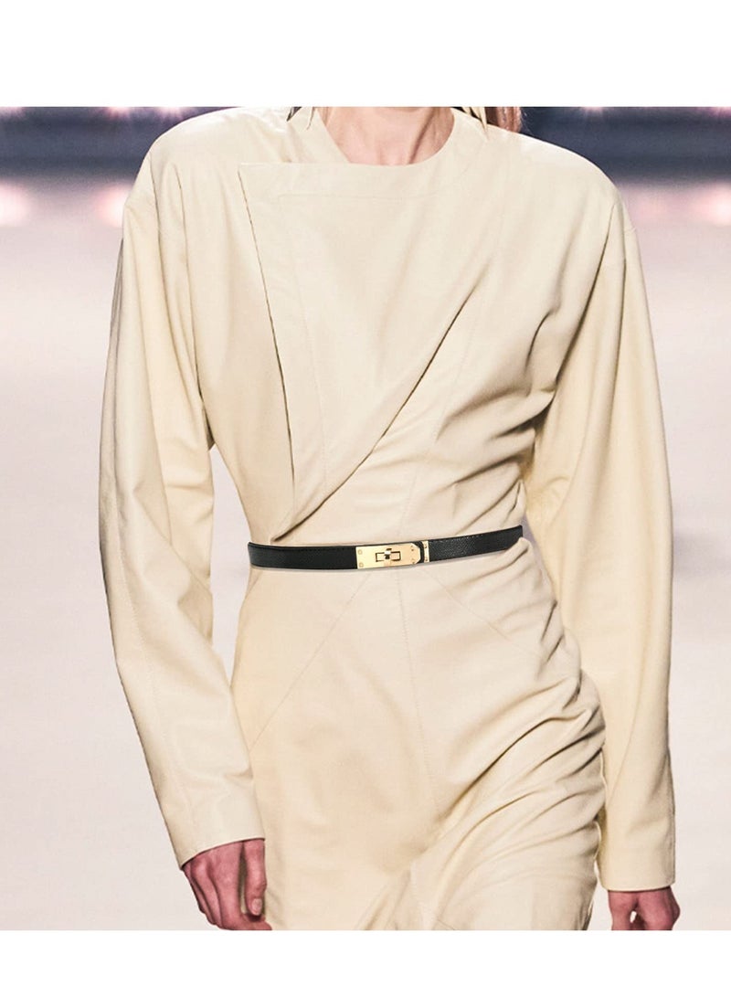 KASTWAVE 1 Pack Leather Skinny Women Belt, Thin Waist Belt, Women Skinny Leather Belt with Gold Buckle - Image 5