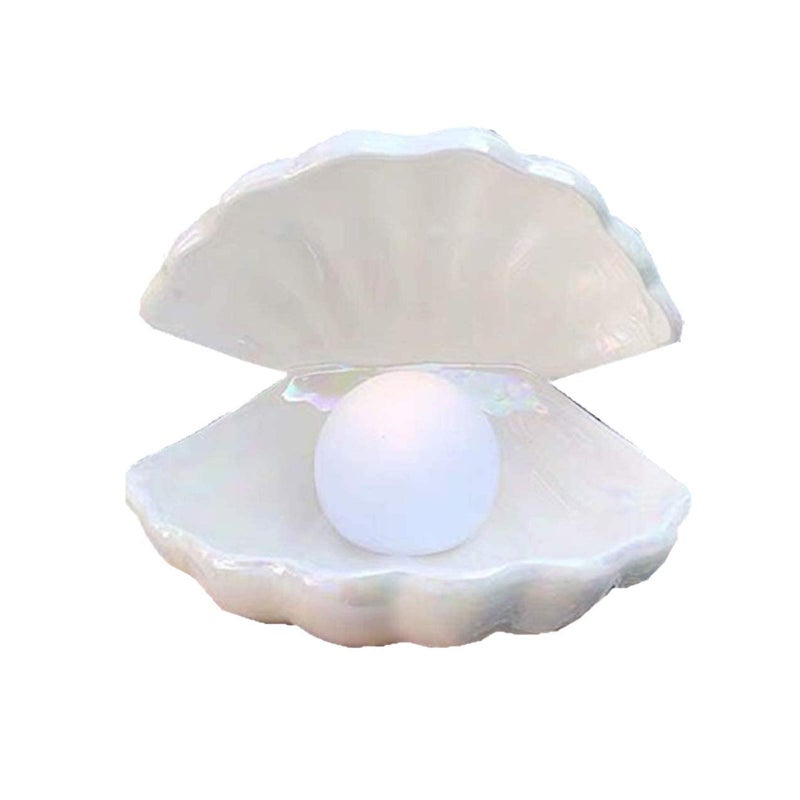 BinaryABC Ceramics Shell Pearl Light Led Lamp Portable Night Light Tabletop Light,Christmas Gift(White) - Image 1