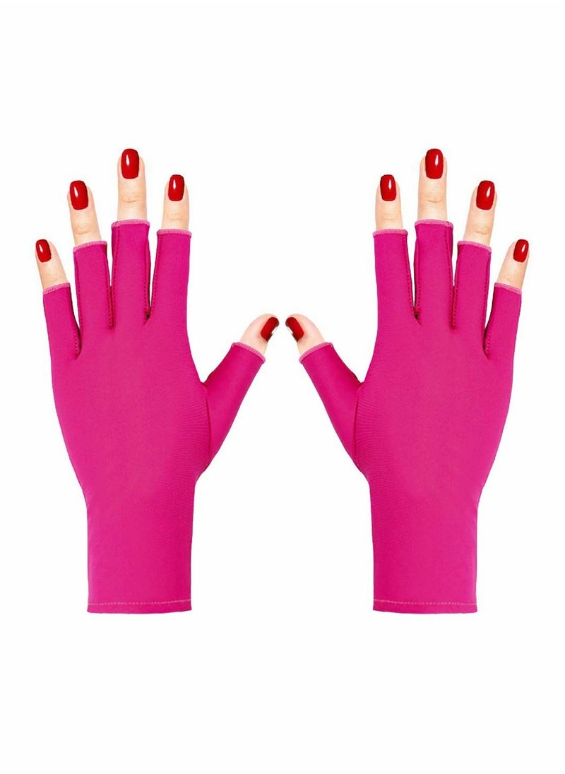 UV Glove for Nail Lamp, Gel Manicures Glove, Half Finger Stretchy Gloves for Girls Protect Hands  - Image 1