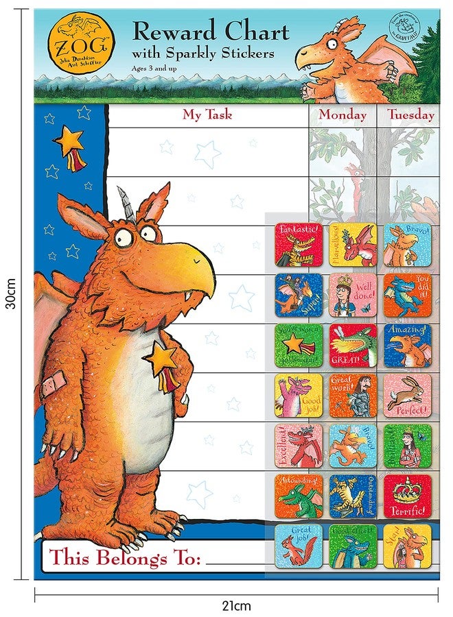 Paper Projects 01.70.30.035 Zog Julia Donaldson Reward 56 Sparkly Stickers, Chart is Wipe-Clean, Blue, 29.7cm x 42cm - Image 4