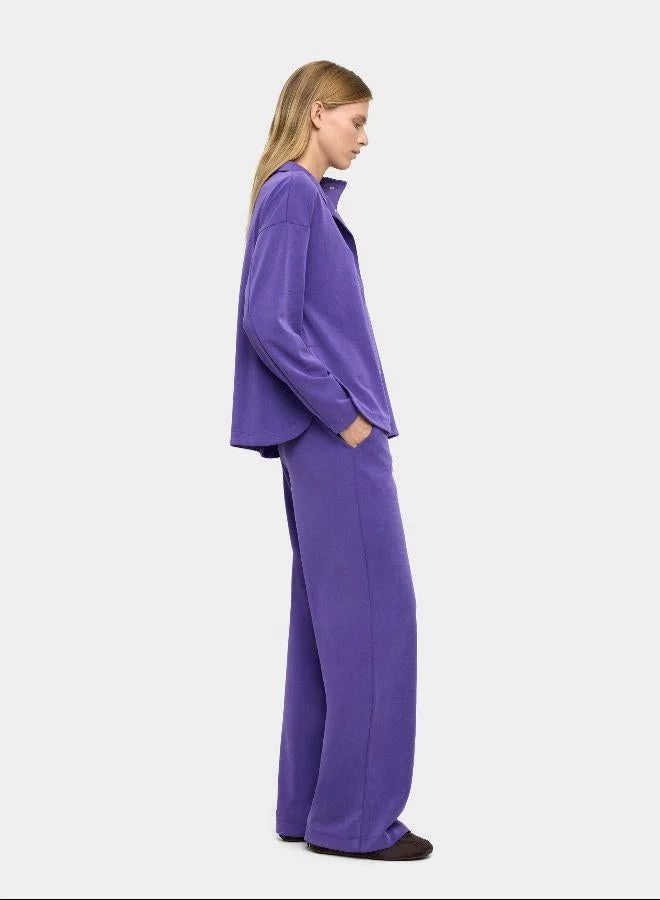 Parfois Purple Sweatshirt with buttons soft touch for Women | Best Price UAE