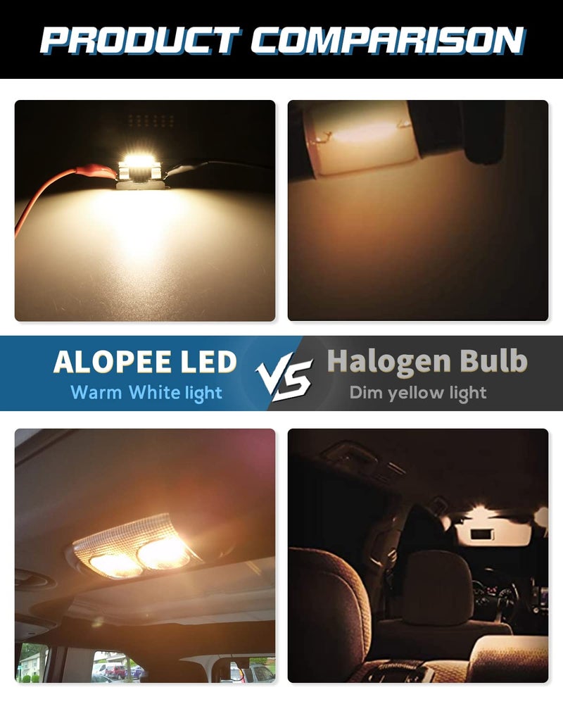 Alopee 6418 LED Bulb C5W Festoon 1.42-inch Warm White 3000K - Error-Free Non-Polarity Replacement for DE3423 4410 C5W - Interior Dome Lights & Map Lights - DC 9-28V Vehicle Bulbs (6-Pack) - Image 5