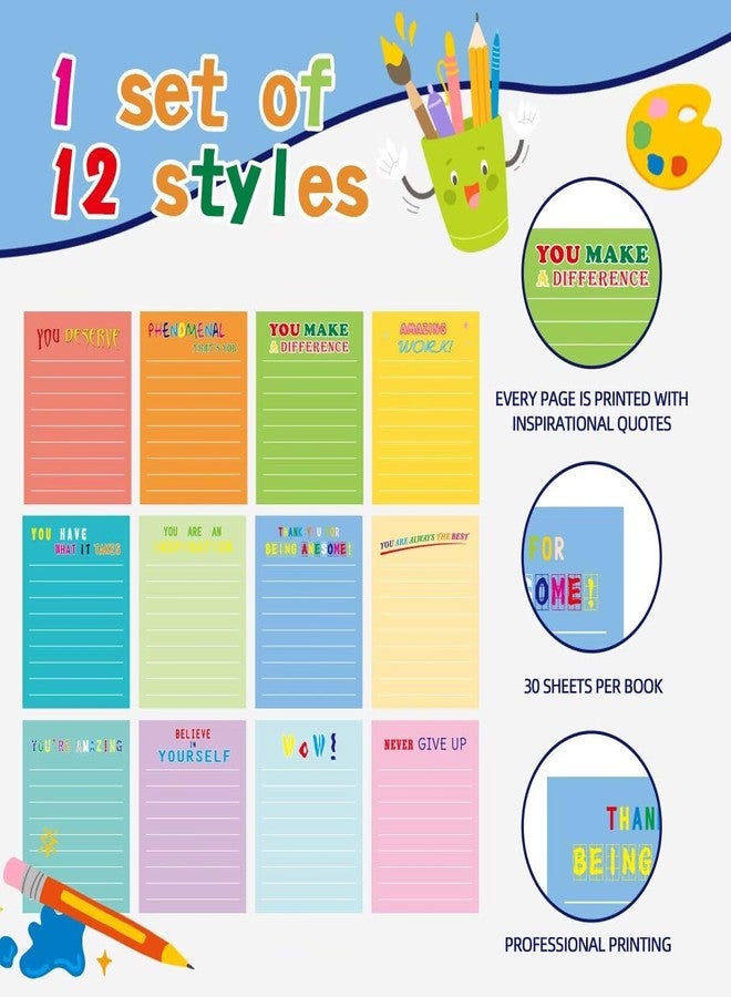 BHHQHH 24 Sets Employee Appreciation Gifts Funny Inspirational Sticky Notepads with Sayings Pens Motivational Sticky Notes for Teacher Nurse Students Office Supplies - Image 4