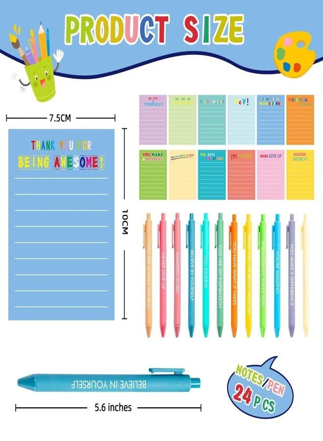 BHHQHH 24 Sets Employee Appreciation Gifts Funny Inspirational Sticky Notepads with Sayings Pens Motivational Sticky Notes for Teacher Nurse Students Office Supplies - Image 2