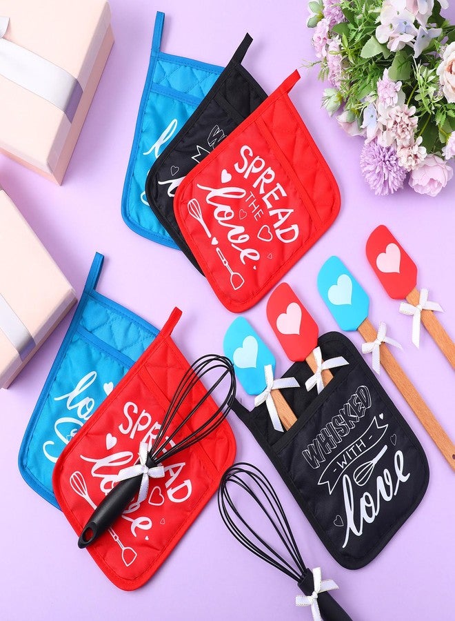 FillTouch 12 Pcs Bridal Shower Games Prize Potholder Silicone Spatula Whisk Wedding Gifts Bridal Shower Potholders for Kitchens Utensils Guests Games Prize Favors Spread Love Sweet - Image 4