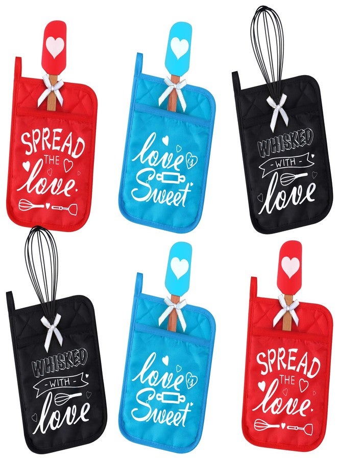 FillTouch 12 Pcs Bridal Shower Games Prize Potholder Silicone Spatula Whisk Wedding Gifts Bridal Shower Potholders for Kitchens Utensils Guests Games Prize Favors Spread Love Sweet - Image 1
