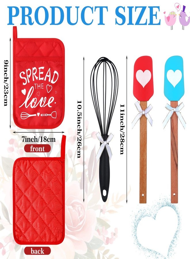 FillTouch 12 Pcs Bridal Shower Games Prize Potholder Silicone Spatula Whisk Wedding Gifts Bridal Shower Potholders for Kitchens Utensils Guests Games Prize Favors Spread Love Sweet - Image 5
