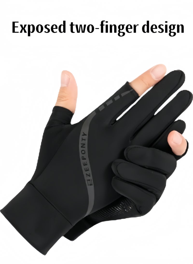 Generic Men's Gloves,Driving Gloves,Ice Silk Non-Slip Gloves,Breathable Thin High Elasticity Anti-UV Protection Gloves,Outdoor Sports Driving Riding Touch Screen Gloves,Black  - Image 3