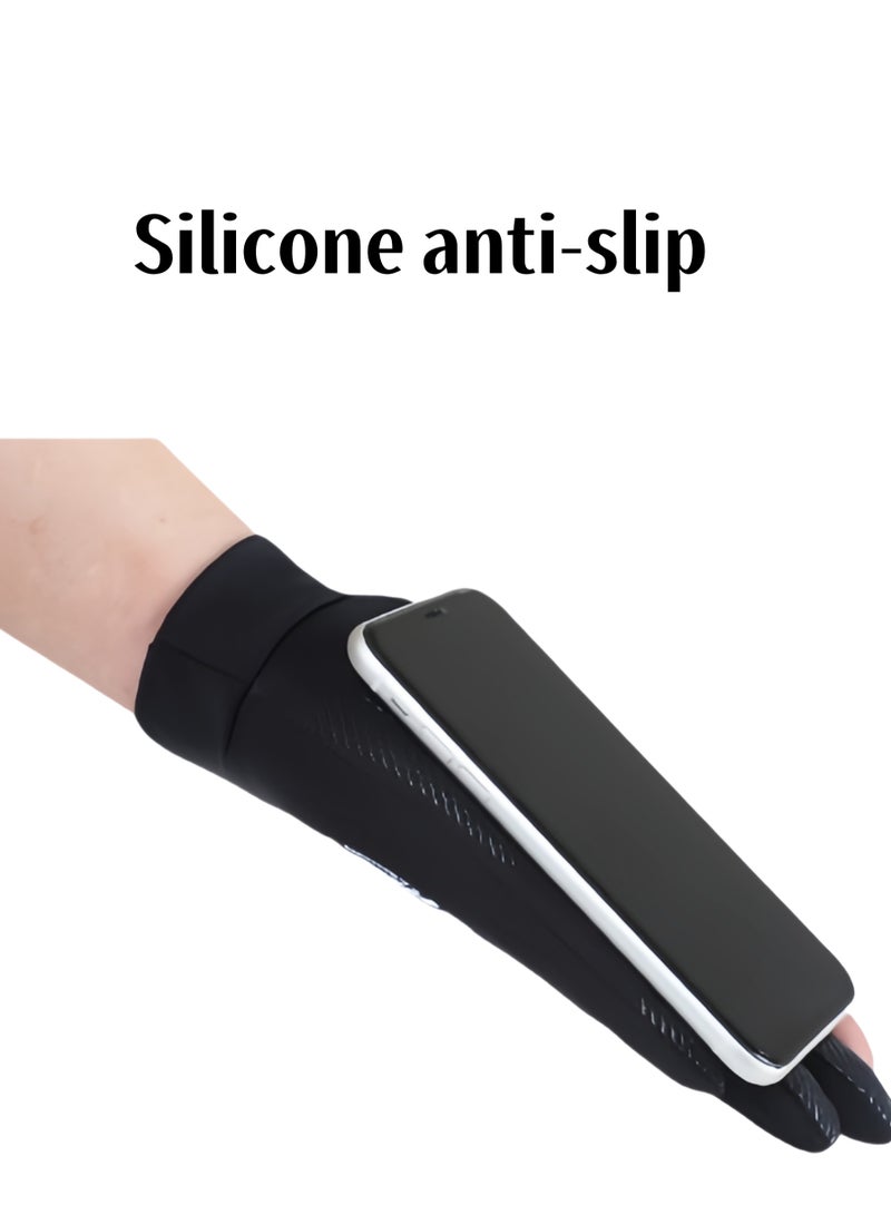 Generic Men's Gloves,Driving Gloves,Ice Silk Non-Slip Gloves,Breathable Thin High Elasticity Anti-UV Protection Gloves,Outdoor Sports Driving Riding Touch Screen Gloves,Black  - Image 4