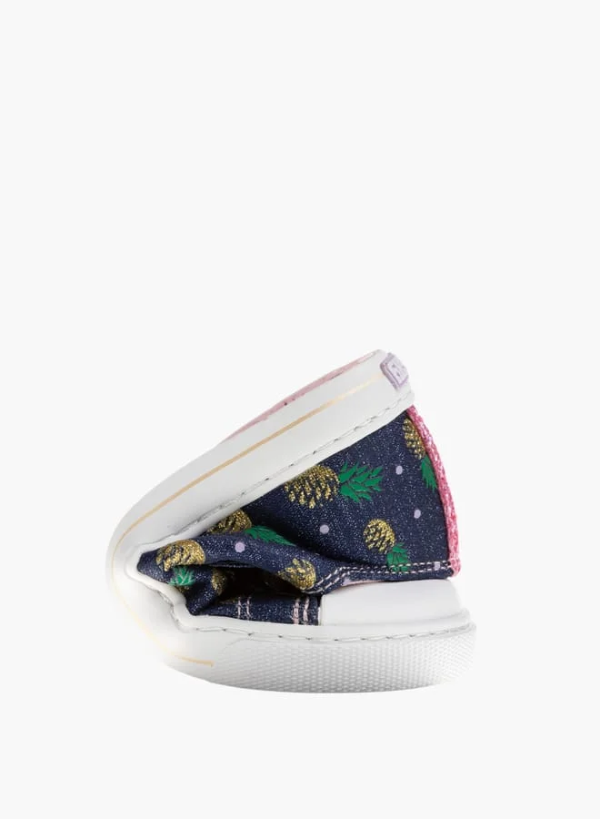 Pablosky Girls Fruit Print Sneakers with Hook and Loop Closure
