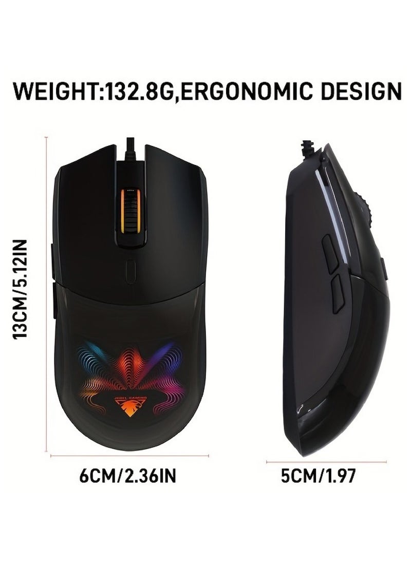 JeDEL - Gaming Mouse 7200 DPI Optical Sensor 6 Programmable Buttons  Mechanical Switches Rubber Side Grips Classic Black - Image 1