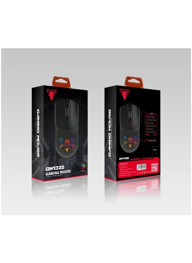 JeDEL - Gaming Mouse 7200 DPI Optical Sensor 6 Programmable Buttons  Mechanical Switches Rubber Side Grips Classic Black - Image 1