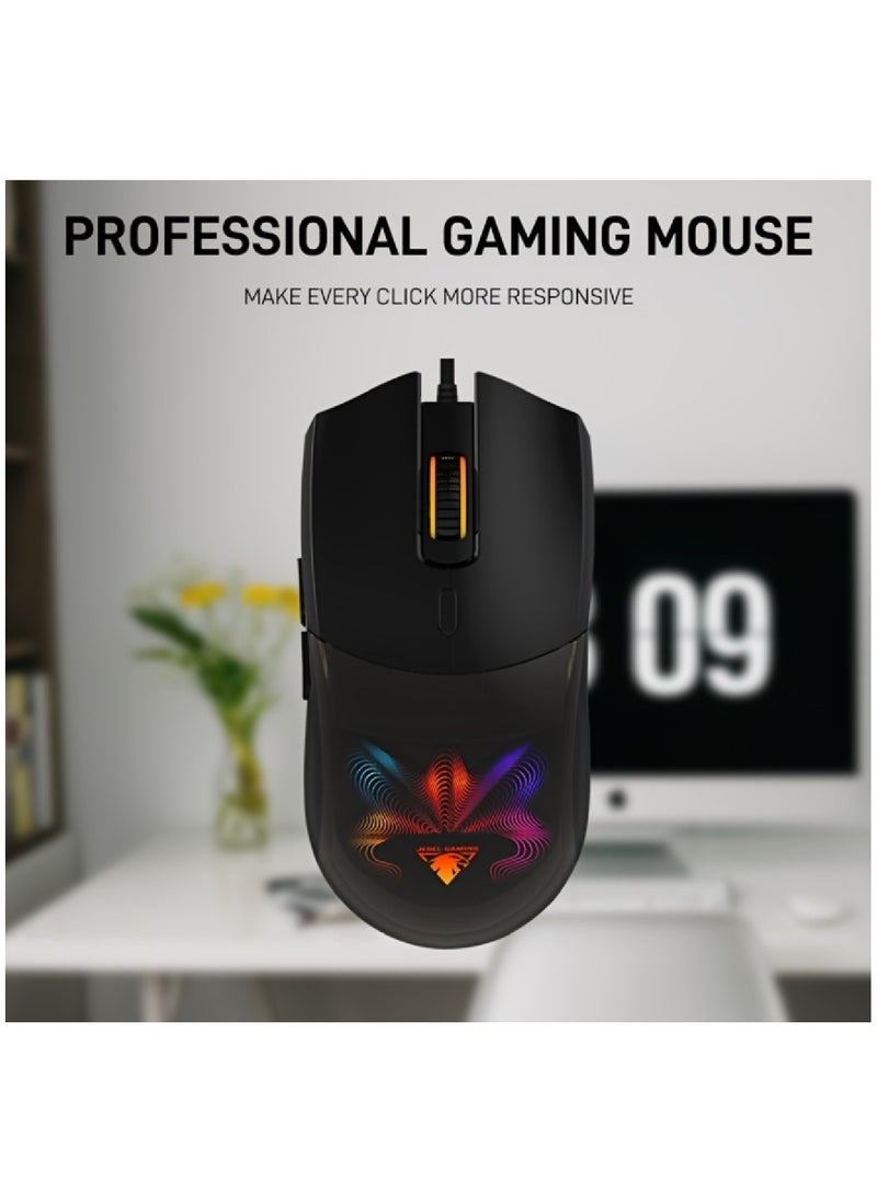 JeDEL - Gaming Mouse 7200 DPI Optical Sensor 6 Programmable Buttons  Mechanical Switches Rubber Side Grips Classic Black - Image 1