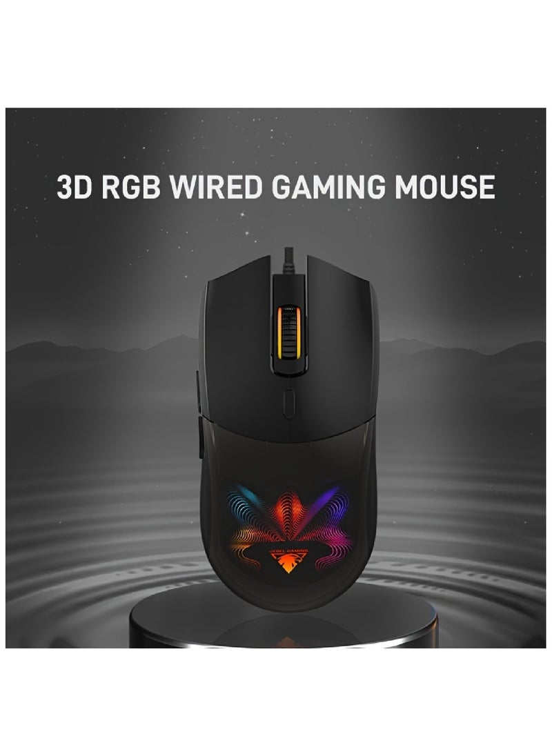 JeDEL - Gaming Mouse 7200 DPI Optical Sensor 6 Programmable Buttons  Mechanical Switches Rubber Side Grips Classic Black - Image 1