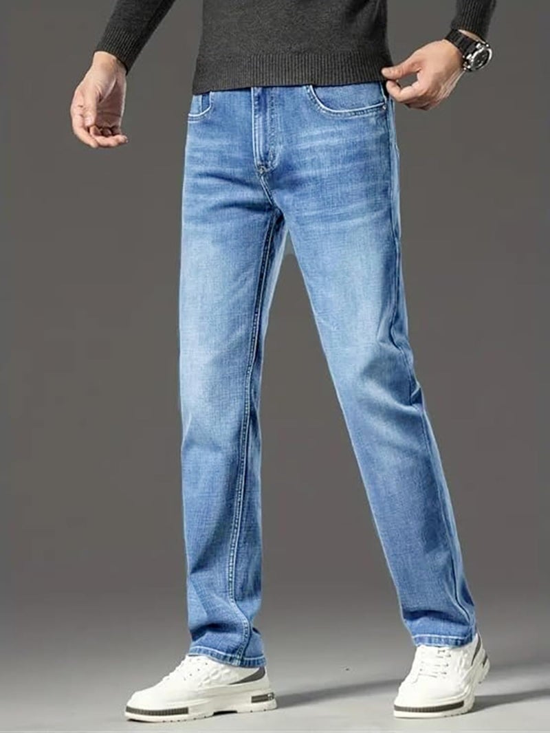 Ben Martin Men's Smart Fit Stretchable Jeans || Light Blue Mid-Rise Denim Pants with Whisker Wash || Premium Casual Wear Jean for Men || 5 Pocket Jean's for Men's – Size 36 (3) - Image 2