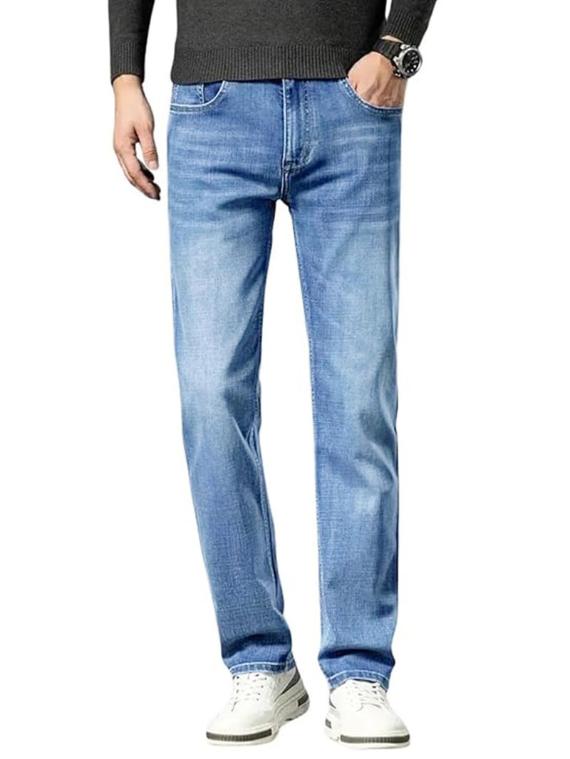 Ben Martin Men's Smart Fit Stretchable Jeans || Light Blue Mid-Rise Denim Pants with Whisker Wash || Premium Casual Wear Jean for Men || 5 Pocket Jean's for Men's – Size 36 (3) - Image 1